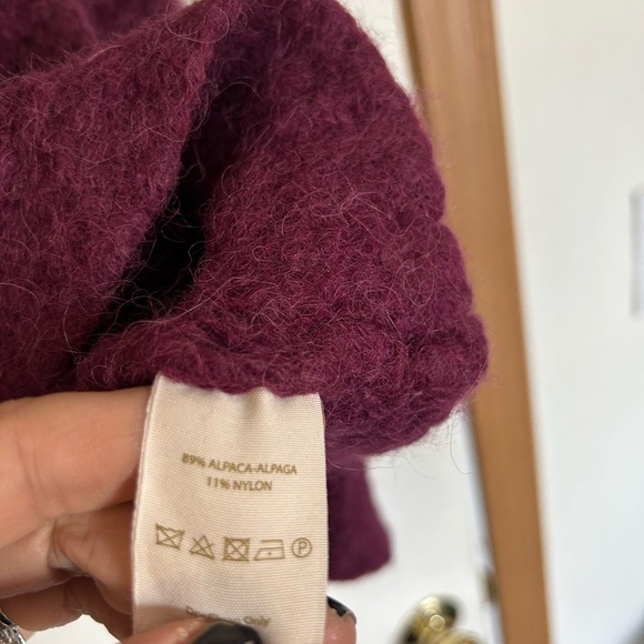 Free people 89% alpaca wool mix neck cropped sweater size large - Picture 5 of 8